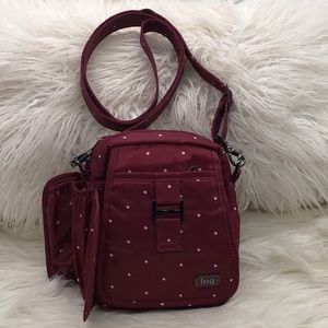 Lug Can Can Burgundy Polka Dot Crossbody Bag